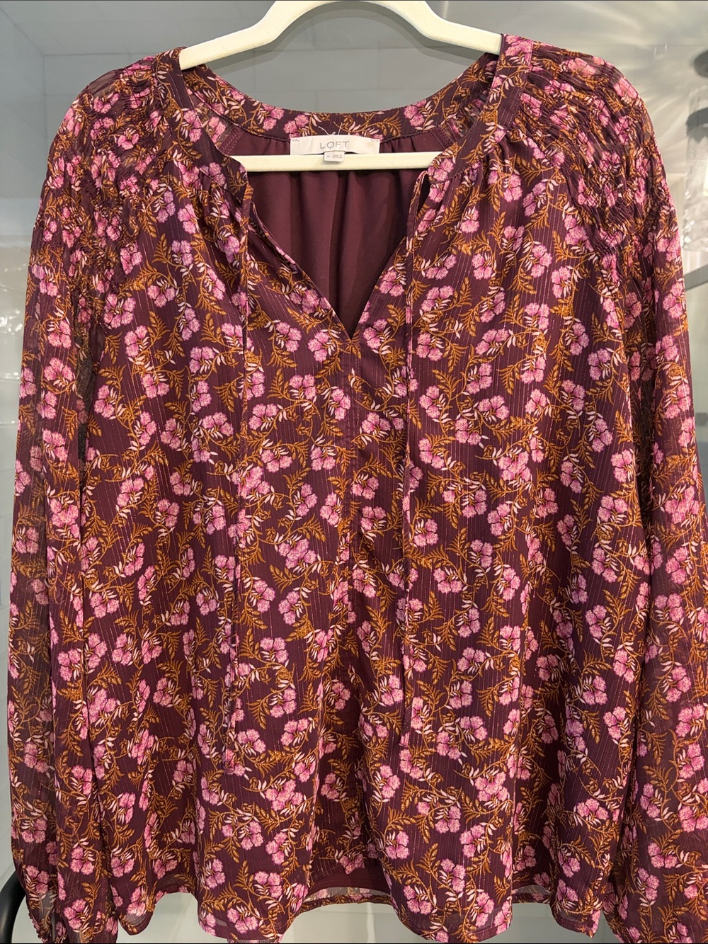 LOFT Long Sleeve Floral Blouse